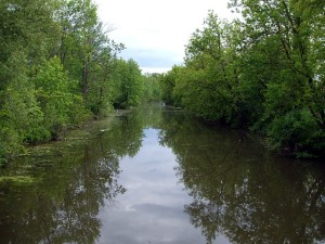 Heading back east from Dufferin, this is one of many canals that branch off the Holland River, as seen from the intersection of Pumphouse Road and Graham Sideroad.