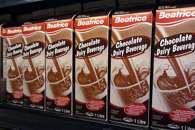 Beatrice Chocolate Dairy Beverage The text in the red circle says that it's