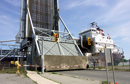 A laker passes through the Welland Canal A laker passes through the Welland Canal