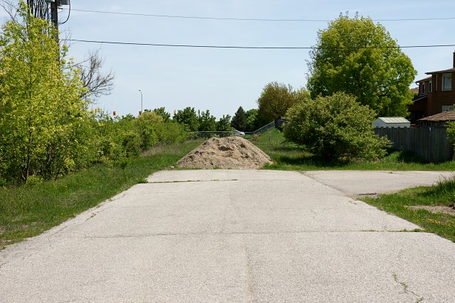 Part of Indian Line ends in a pile of dirt north of Finch