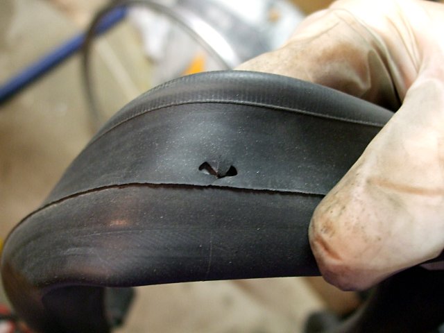 Bicycle tube blowout