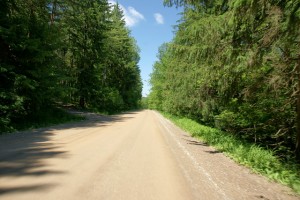Continuing into the Real Dufferin Jog, the street becomes a dirt road along the tree-lined floor of a very quiet valley.