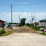 <a href="http://maps.google.com/maps?f=q&source=s_q&hl=en&geocode=&q=Dufferin+Street+%26+Graham+Sideroad,+King&sll=44.099066,-79.540479&sspn=0.010463,0.013733&ie=UTF8&ll=44.098897,-79.54093&spn=0.010463,0.013733&t=h&z=16&iwloc=A">Dufferin at Graham Sideroad</a>. Just a few hundred metres of dirt road to go.