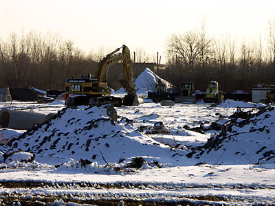 Transitional sports fields under construction