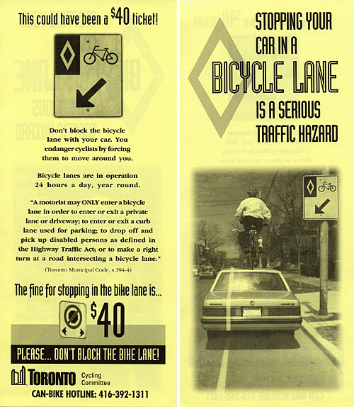 A parking ticket for bike lane offences