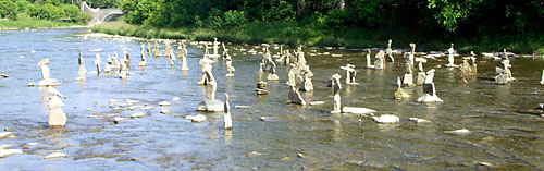 50 perfectly-balanced towers in the river