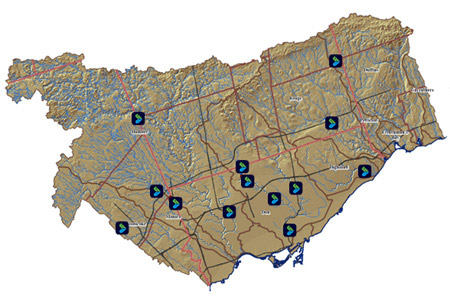 TRCA monitoring station map from trcagauging.ca