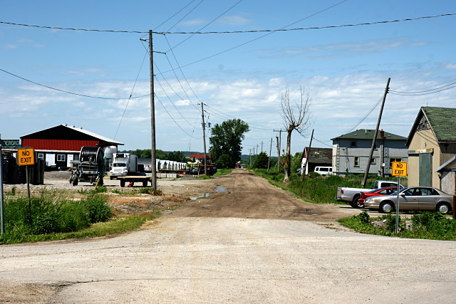 Dufferin Street continues as a dirt road a few hundred metres north Graham Sideroad