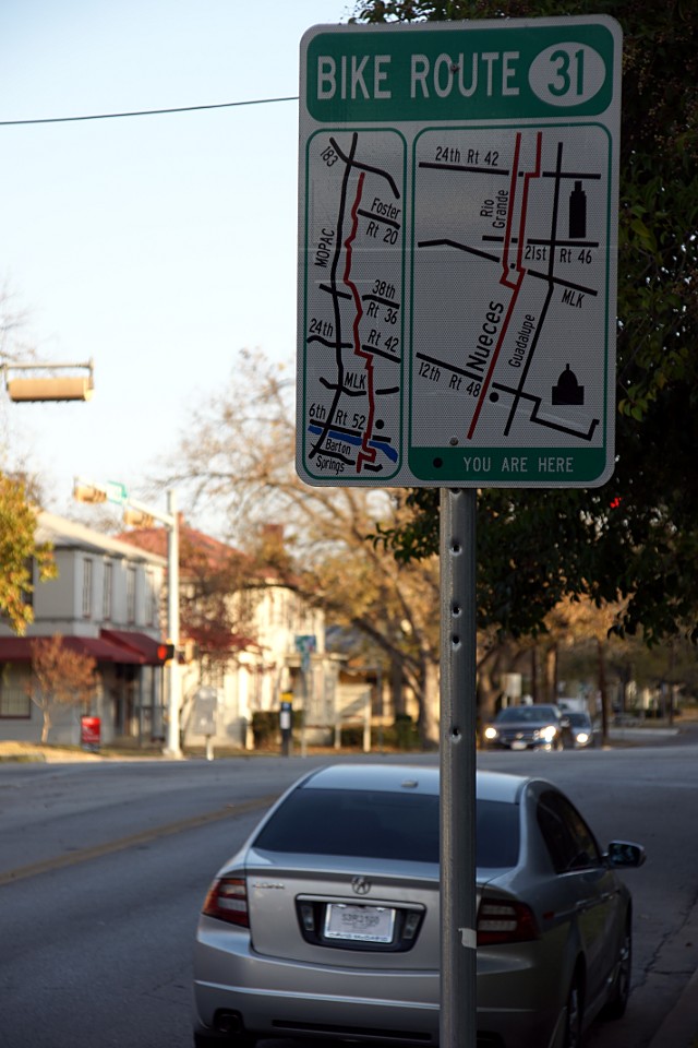 Area map on a bike route sign