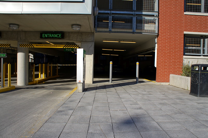 Secure bike parking corral in downtown Kitchener