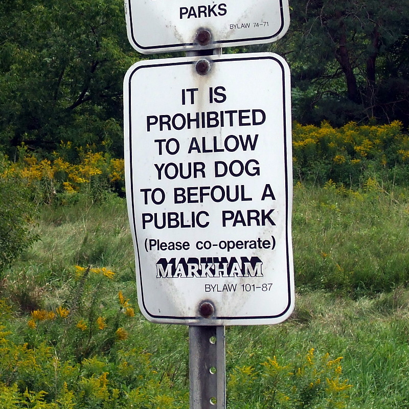 No park befoulments allowed in Markham.