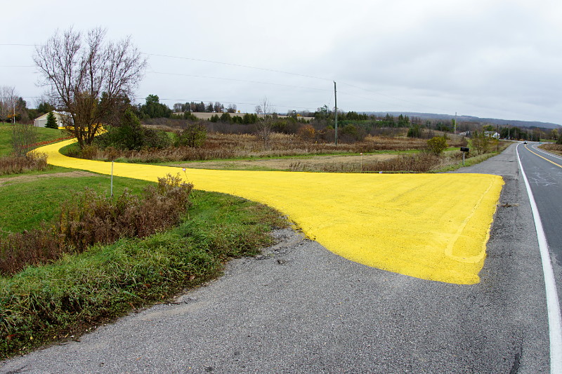 Driveway painted yellow