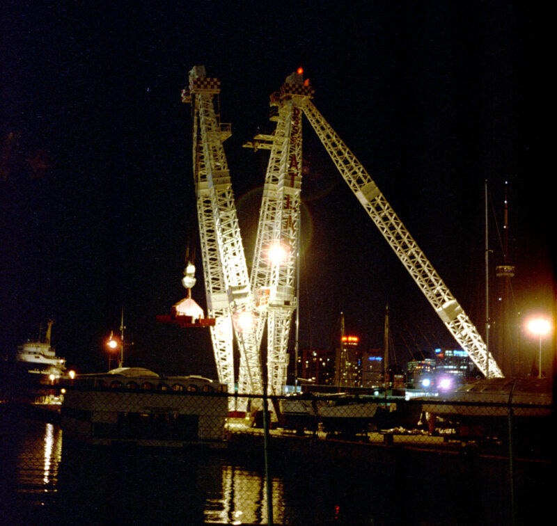Atlas crane at night in 1999.