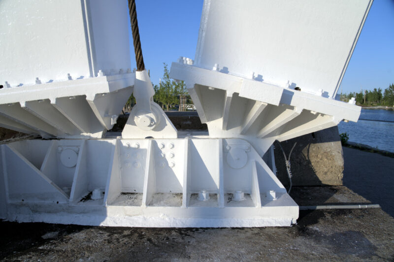 Standing at the foot of the crane after the new phase of Biidaasige Park opened.